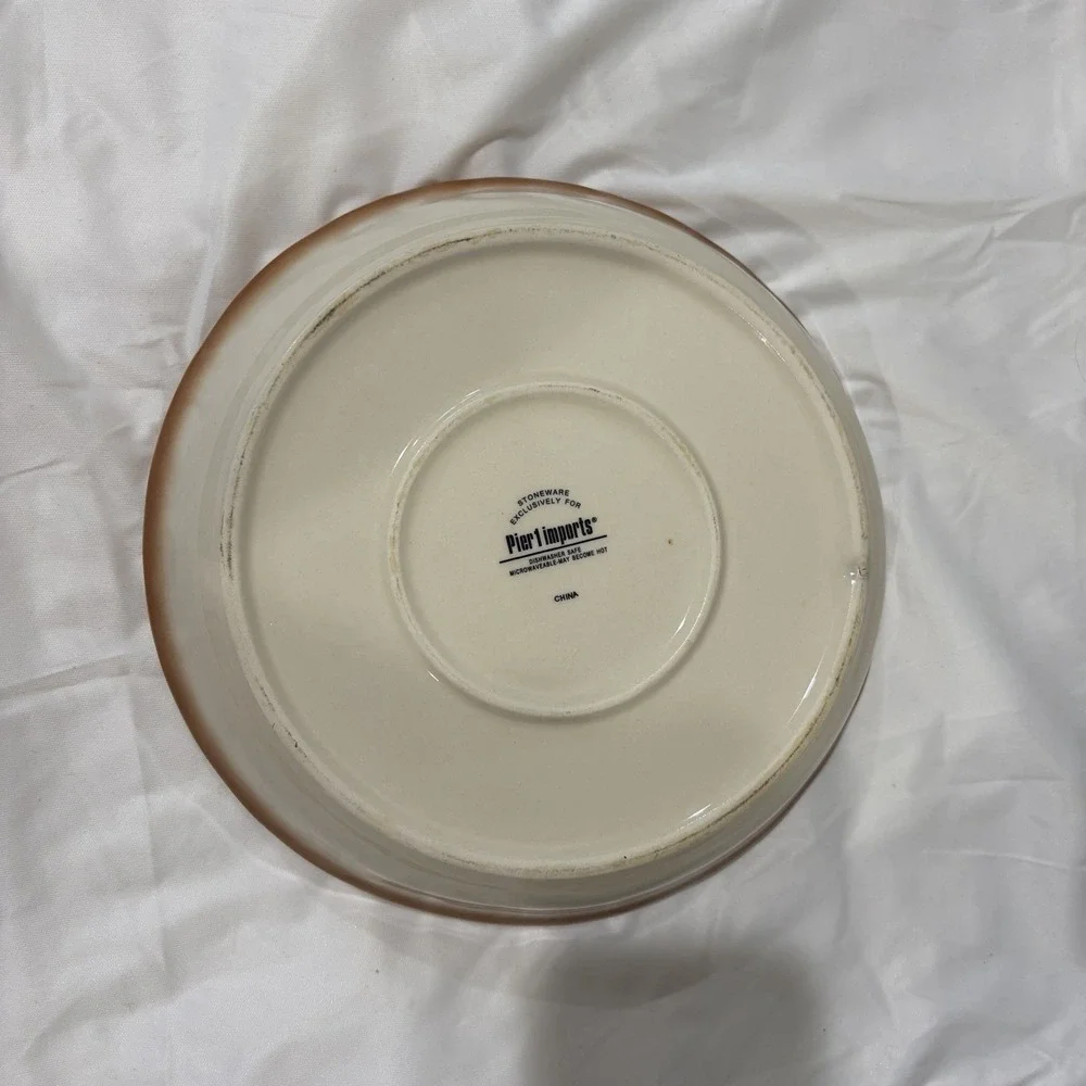 Vtg‎ Pier 1 Imports Apple Pie Baking Dish Recipe Scalloped Edge 10